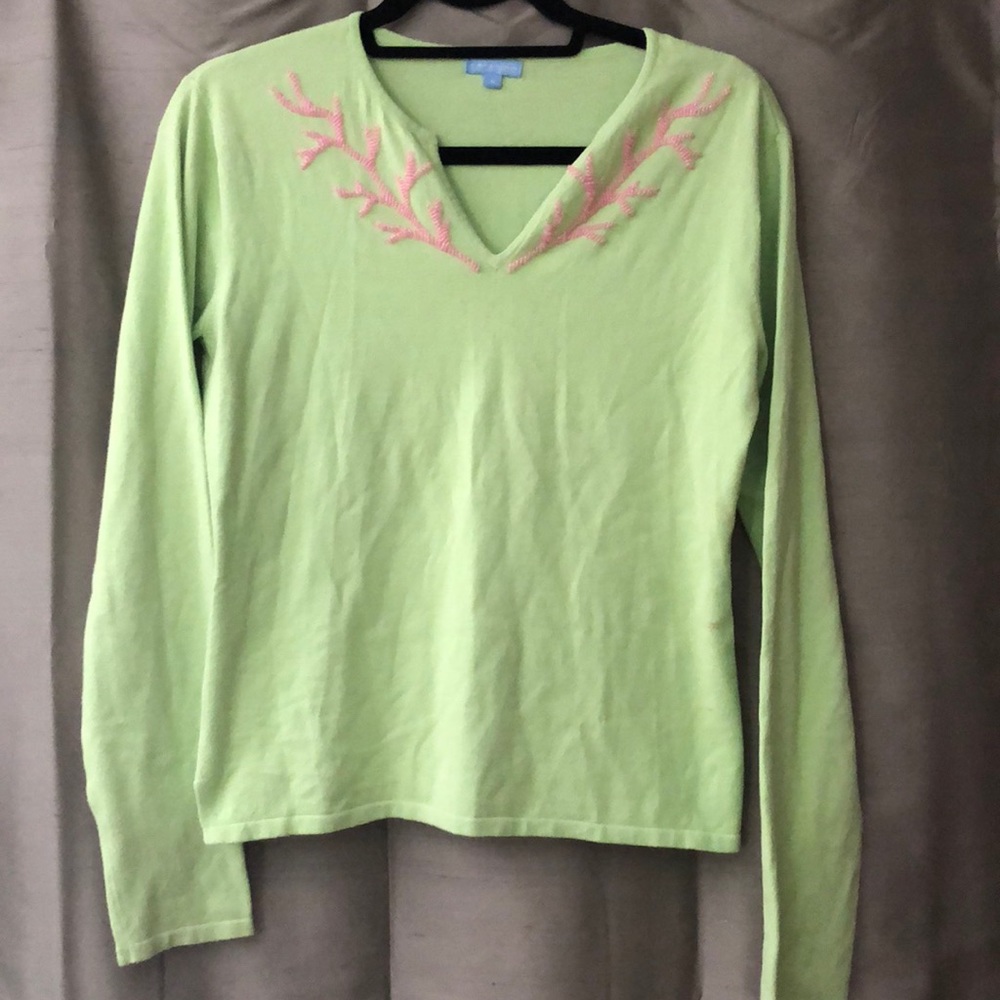 J. McLaughlin Light Sweater with Pink beading